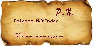 Paletta Nándor névjegykártya